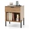 Costway Nightstand with Charging Station Drawer Compartment Modern Side End Table